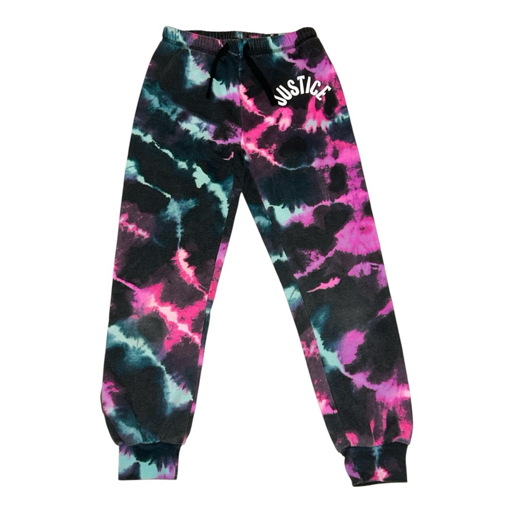 Justice Tie-Dye Joggers - Pink, Black, and Blue medium 10 girls